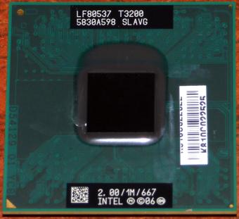 Intel Pentium Dual-Core Mobile T3200 CPU 2GHz (Merom-1024) sSpec: SLAVG, Socket P, 35W 2007